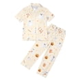 thumbnail image 4 of HAYIMI Kids Halloween Girls Spring Autumn Button Short Sleeve Lapel Blouse Tops Long Pants Pajama Set Casual Homewear, 10-11 Years, 4 of 4