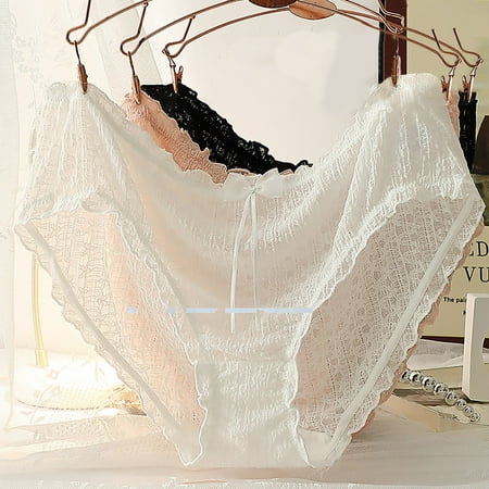uublik Womens Panties Briefs Soft Underwear Super Stretchy Briefs Full Coverage Panties Lace Underwear White
