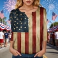thumbnail image 4 of GEWSEY America 250 Tshirt 3/4 Sleeve Tops V Neck Independence Day Shirts Patriotic Pattern Tunic Tops (Brick Red, S), 4 of 8