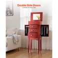 thumbnail image 6 of KFFKFF Standing Wooden Jewelry Cabinet Armoire with Mirror, 3 Drawers, 4 Top Compartments, Zinc Alloy Handles, and Side Doors Featuring Necklace Hooks, 6 of 9