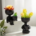 thumbnail image 3 of Macetero de cerámica de 1 pieza, contenedor de plantas humanoide sentado, decoración de mesa para el hogar, oficina y habitación, 3 of 5
