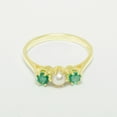 thumbnail image 2 of LBG British Made 10k Yellow Gold Cultured Pearl & Emerald Womens Statement Ring - 33 size options - Size 8, 2 of 6