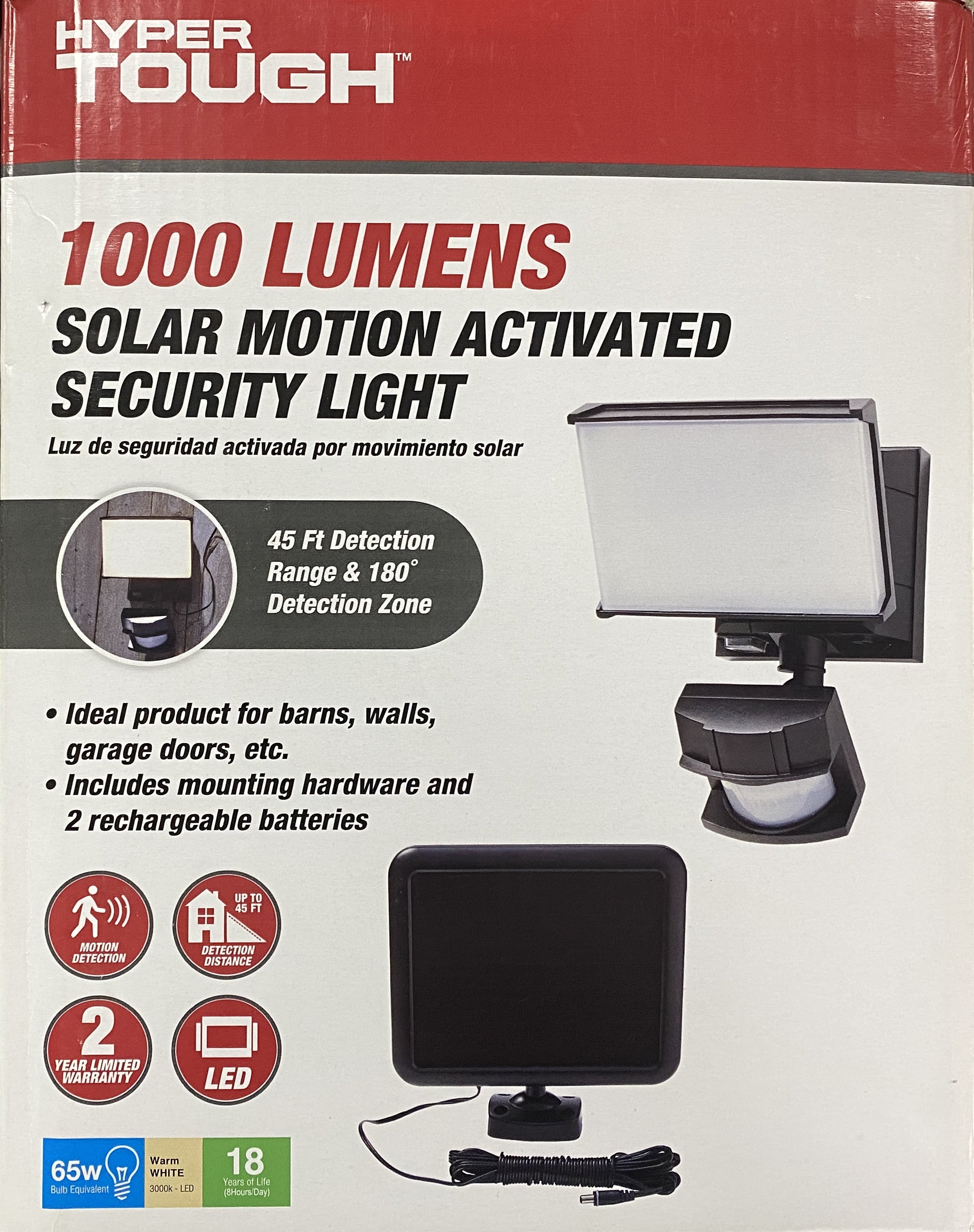 Hyper Tough One Head Adjustable LED Solar Powered Motion Outdoor Security Flood Light, 1000 Lumens