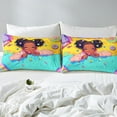 thumbnail image 5 of Erosebridal Sweet Black Fitted Sheet King American African Cute Sheet Set Black Magical Bed Sheets Yellow Blue Purple Girly Fitted Sheet + Flat Sheet + 2 Pillow Cases, 5 of 6