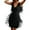 Black, variant on GDREDA Women's Deep V Neck Sleeveless Pencil Dress with Fringe Detail Elegant Solid Midi Party Skirt Gold,S