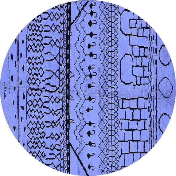 Ahgly Company Indoor Round Oriental Blue Industrial Area Rugs, 6' Round