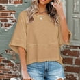thumbnail image 4 of Loose Fit Round Neck Blouse With Flowy Design Soft Poly Cotton Blend Fabric Tops Casual Wear For Women Daily Outfits, 4 of 15