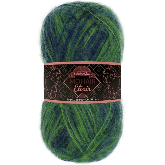 JubileeYarn Mohair Elixir Yarn - 50g/Skein Baby Wool Blend - Blue Lagoon - 1 Skein