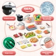 thumbnail image 3 of Huge Wave 108Pcs Kids Pretend Play Kitchen Accessories Set, Toddlers Kitchen Pretend Play Toys, with Pots and Pans, Cookware Toys, Food Cooking Playset for Girls and Boys Age 3-8, 3 of 7
