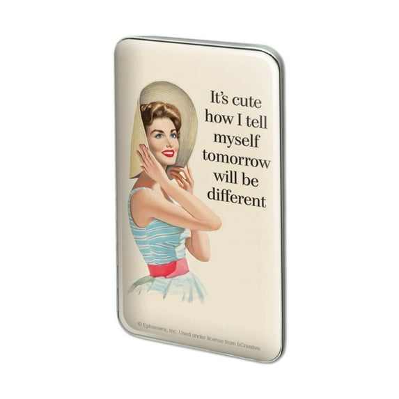 It's Cute How I Tell Myself Tomorrow will be Different Funny Humor Metal Rectangle Lapel Hat Pin Tie Tack Pinback