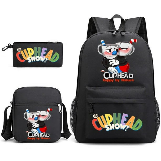 Mochila Cuphead Game Mugman para niñas y niños, mochila escolar de gran capacidad para ordenador portátil, mochila multifunción impermeable10 Deng Xun unisex