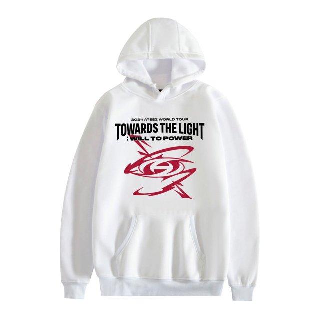ATEEZ Double Sided Pattern Comfort Hoodies For Unisex Tracksuit Pullover Fans,L,White