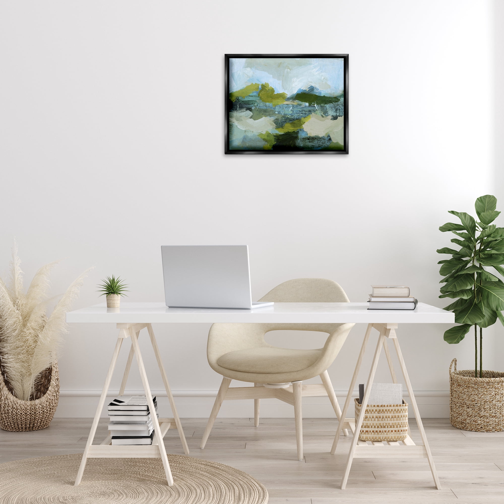 Stupell Industries Expressive Abstract Scenery Abstract Painting Black Floater Framed Canvas Art Print Wall Art, 21 x 17