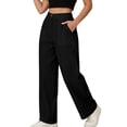 thumbnail image 2 of Atkumj Cotton Linen Pants for Women with Pockets High Waist Button Straight Leg Trouser Pants Casual Solid Color Women Baggy Pants for Everyday Outfit S, 2 of 7