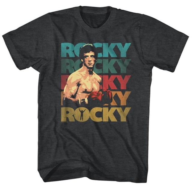 Rocky 70's Color Black Heather Adult T-Shirt 4Xlt