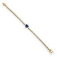 thumbnail image 3 of Gem Stone King 18K Yellow Gold Plated Silver Blue Created Sapphire and White Moissanite Tennis Bracelet for Women (3.93 Cttw, Gemstone Birthstone, Heart Shape 8MM, 7.25 inch), 3 of 6