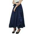 thumbnail image 2 of Phagun Women's Cotton Ruffled Self Belt Solid Magic Wrap Hippie Skirt-Blue, 2 of 6