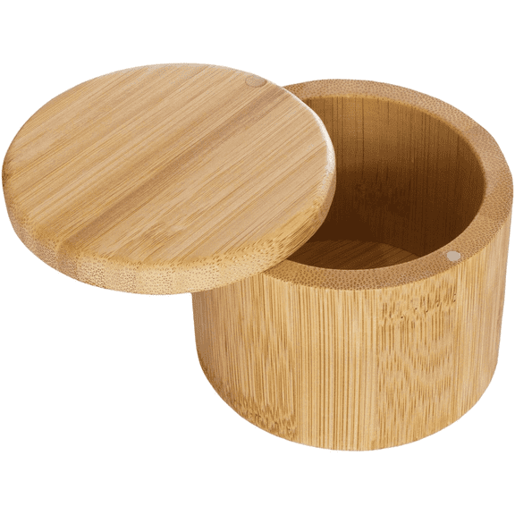 Prichor Salt Cellar with Swivel Lid – Bamboo Spice Box Storage Container for Kitchen Countertop with Magnetic Closure – Ideal for Sea Salt, Spices and Herbs