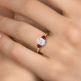 thumbnail image 4 of Gem Stone King 18K Yellow Gold Plated Silver Red Created Ruby Ring Set with Moissanite (2.00 Cttw), 4 of 7