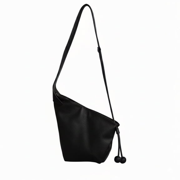 Soft Faux Leather rossbody Bag, Minimalist Hobo Shoulder Purse with Ball Tassel for Women