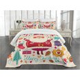 thumbnail image 3 of Ambesonne Christmas Quilted Bedspread Set 3 Pcs, Vintage Santa, King Size, Multicolor, 3 of 5
