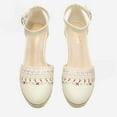 thumbnail image 3 of Dream Pairs Women's Comfort Wedge Espadrilles Sandals Ankle Strap Close Toe Platform Shoes Amanda-2 Beige/White Size 11, 3 of 5