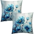 thumbnail image 4 of Blue Floral Throw Pillow Covers in Watercolor Flower Decorative Couch Pillow Cases Set of 2 Home Decor for Bedroom Cushion Outdoor, 4 of 7
