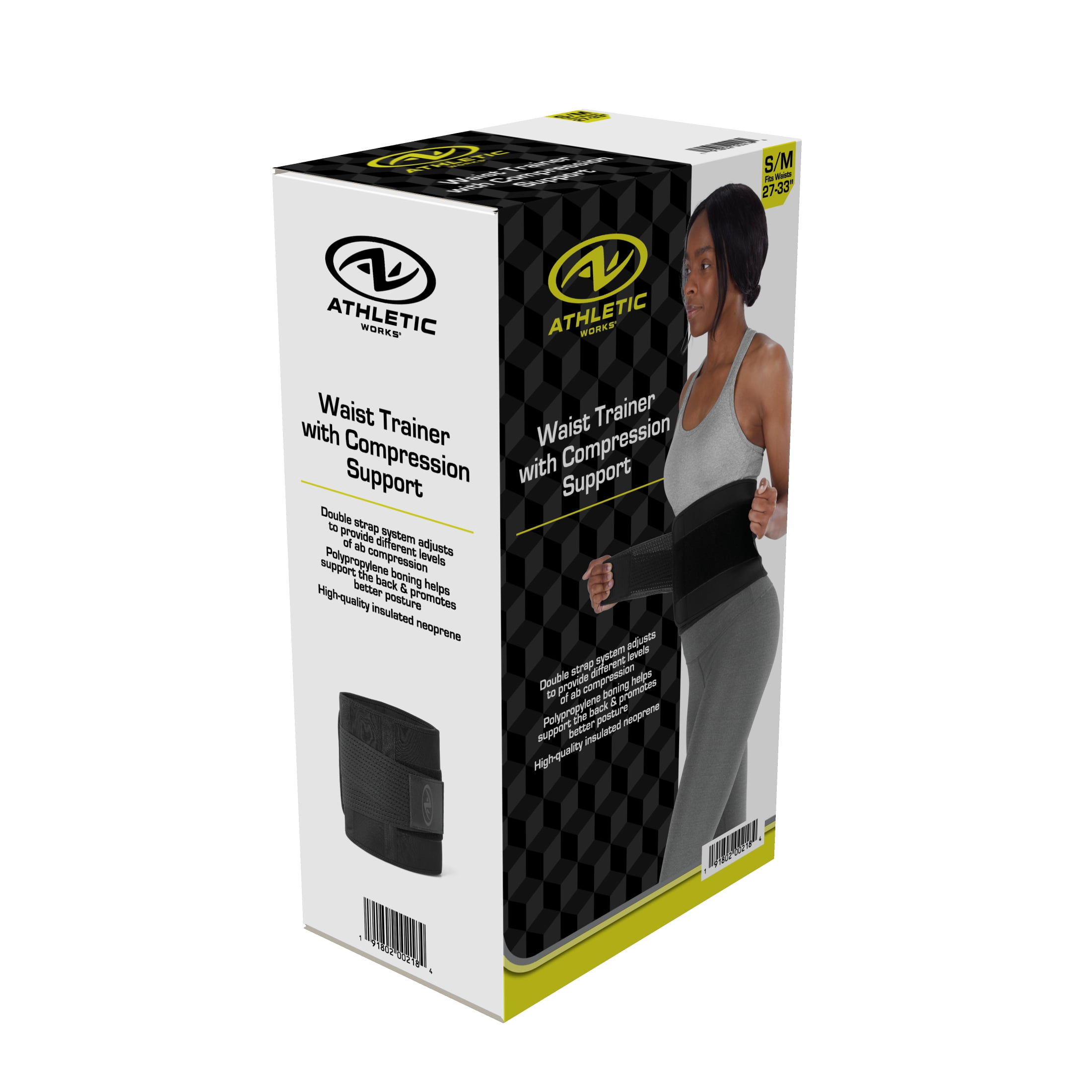 Athletic Works Waist Trainer SM with Compression Support Waist Range 27in to 33in for Sculpt & Strengthen Your Core