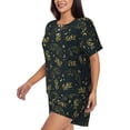 thumbnail image 2 of Fuzoiu Golden line fox Print Women's Short-Sleeved Pajama Set,Lounge Sleepwear Set,Womens Pajama Sets 2 Piece,Button-Up Top and Shorts with Pockets-Small, 2 of 7