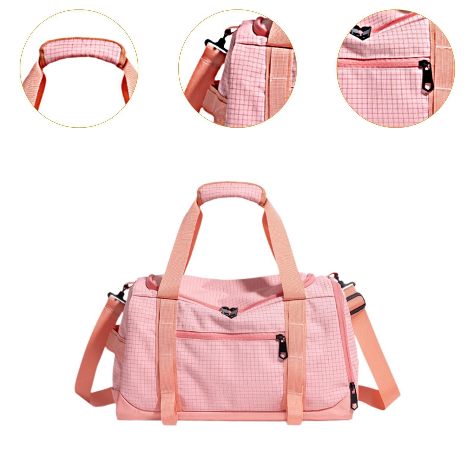 QccHieUs Gym Bag Fitness with Shoe Compartment Easy to Carry Tote Water Resistance Sports Pink