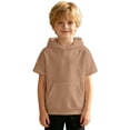thumbnail image 4 of Bysome Boys Hoodies Solid Color Short Sleeve Hooded Tees Autumn Thermal Boys Sweatshirts Size 9-10 Years Khaki, 4 of 6