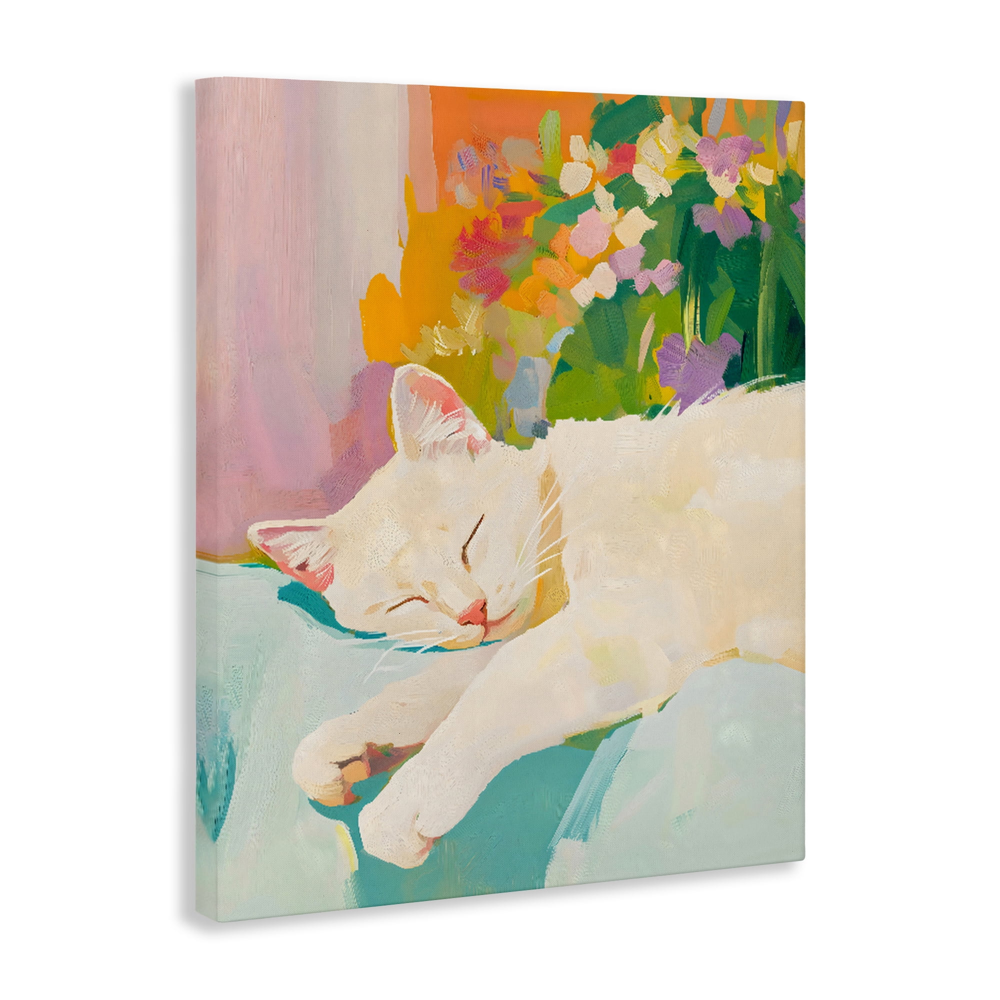 Stupell Industries Sleeping Cat with Flowers Canvas Wall Art, design by The Prints Vibe