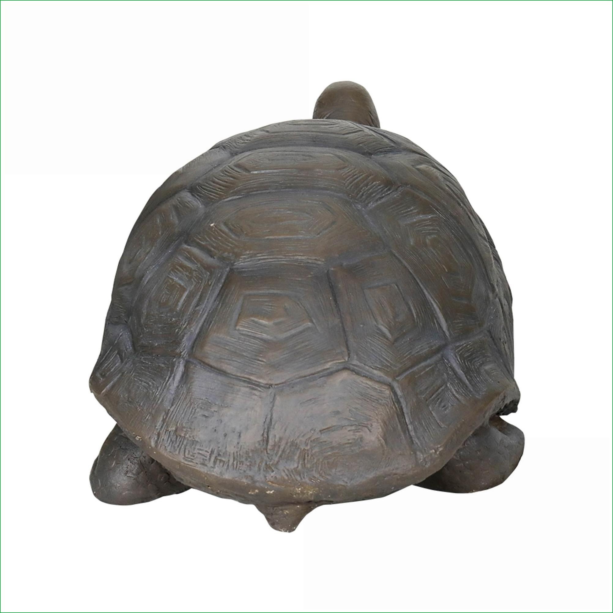 Garden Statues | Large Turtle Outdoor Sculpture, Charcoal Gray, Weather Resistant for Garden Patio Lawn | Concrete Cement | Brown