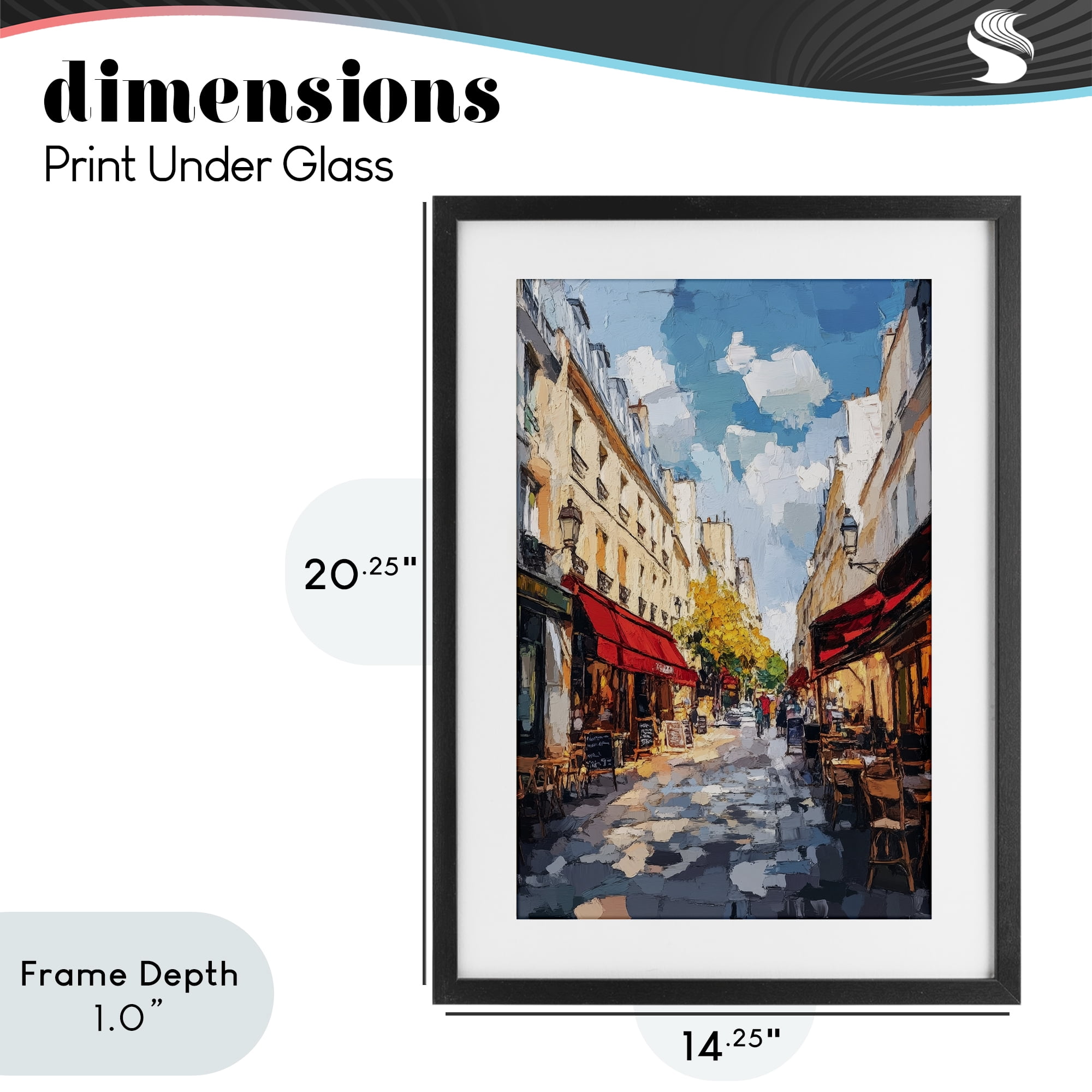 Stupell Industries Charming Paris Street Scene Black Framed Print Under Glass, design by Petal Prints Design