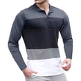 thumbnail image 1 of TIMIFIS Chemises de Golf à Manches Longues pour Hommes Bleu Foncé Automne Hiver Décontracté Rayé Col Rabattu Boutons, 1 of 6