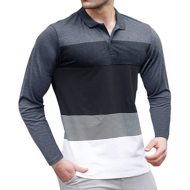 DecSea Mens Fashion Polo Shirts Cotton Classic Long Sleeve Thermal Button Shirt