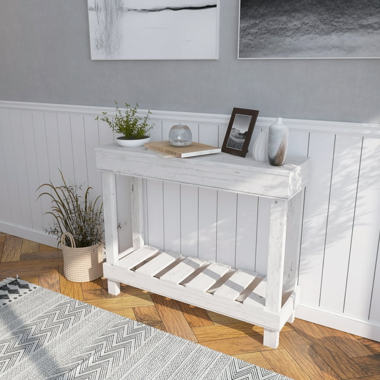 Woven Paths Farmhouse Rustic Wood Small Entryway or Living Room
