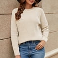 thumbnail image 2 of VISALY Pullover Crewneck Sweatshirt Crochet Sweaters Casual Long Sleeve Pullover Sweaters O Neck Oversized Ribbed Knit Fall Winter Sweater Loose Fit Hoodie Baggy Sweaters Tunic Sweater Beige L, 2 of 8