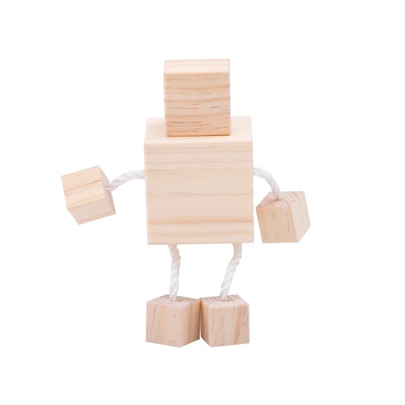 Fun Express DIY Unfinished Wood Block Robots - 3 Pieces