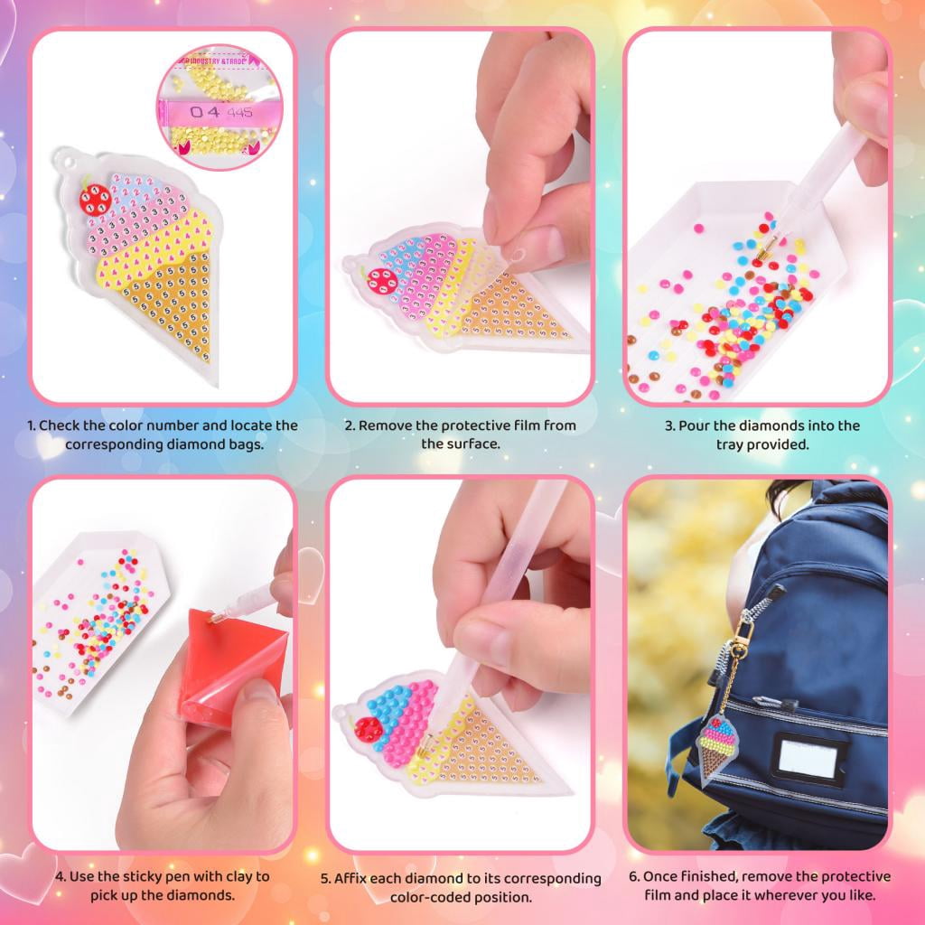24Pcs Diamond Art Kits for Kids, Diamond Painting Kits, Arts and Crafts DIY Creative Gem Art As Gifts Ideas for Girls Boys, Small Diamond Painting Stickers, Kids Craft Age 6+