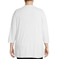 thumbnail image 4 of Just My Size Women's Plus Size Quarter Sleeve Flowy V-Neck T-Shirt, 4 of 5