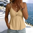 thumbnail image 4 of Fewfanhot Tops for Women Trendy Spaghetti Strap Peplum Lace Ruffle Hem Summer Cami Tank Top, 4 of 8
