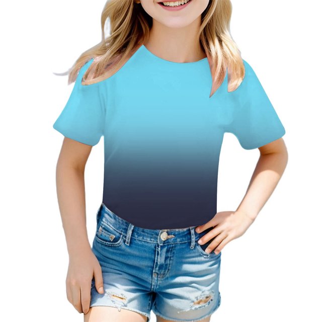 T-Shirts & Chemises de Classification de Produits pour Filles - T-Shirt à Manches Courtes pour Filles, Mode Enfants, Tee-Shirt Teinture sur Nœuds Col Rond