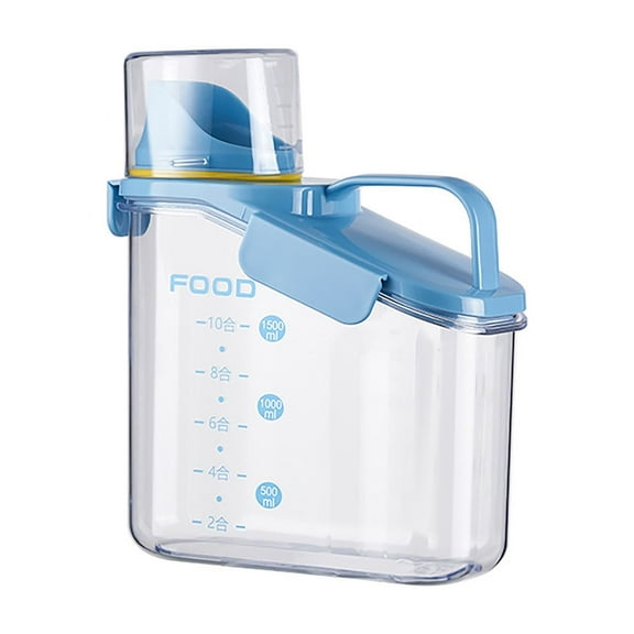 Rkxzt Airtight Rice Storage Container with Measuring Cup 3 to 5 Lbs Cereal Dry Food Containers Dispenser Pet Dog Cat Food Container Box Bpa Free Clear Plastic Containers