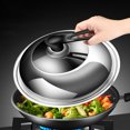 thumbnail image 2 of 1pc Stainless Steel Pot Cover Household Visible Pan Lid Wok Cover with Handle, 2 of 9