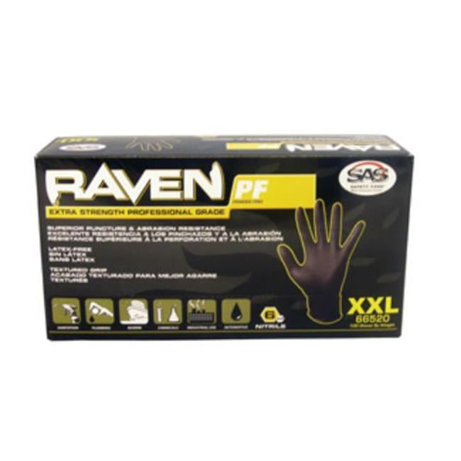 Raven Nitrile XXLarge Powderfree Gloves Black