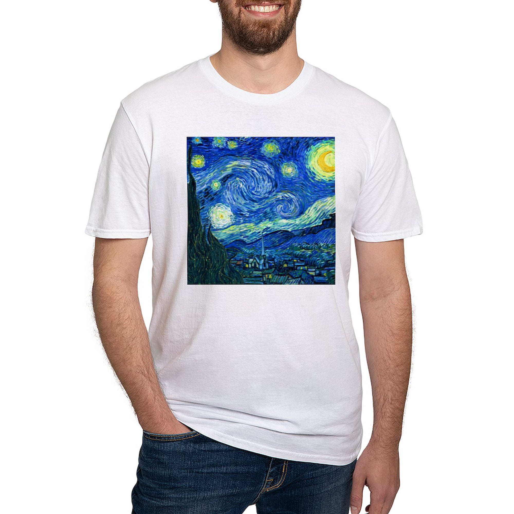 CafePress - Van Gogh Starry Night T Shirt - Fitted T-Shirt Vintage Fit Soft Cotton Tee