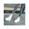 thumbnail image 4 of Fangasis Women Leather Boot Fashion Ankle Boots Chunky Heel Booties Office Block Heels Winter Shoes White 5, 4 of 9