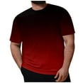 thumbnail image 2 of Cuoff Men's Large Size Loose Casual Gradient Short Sleeve Round Neck T-Shirt Top Red 3X, 2 of 5