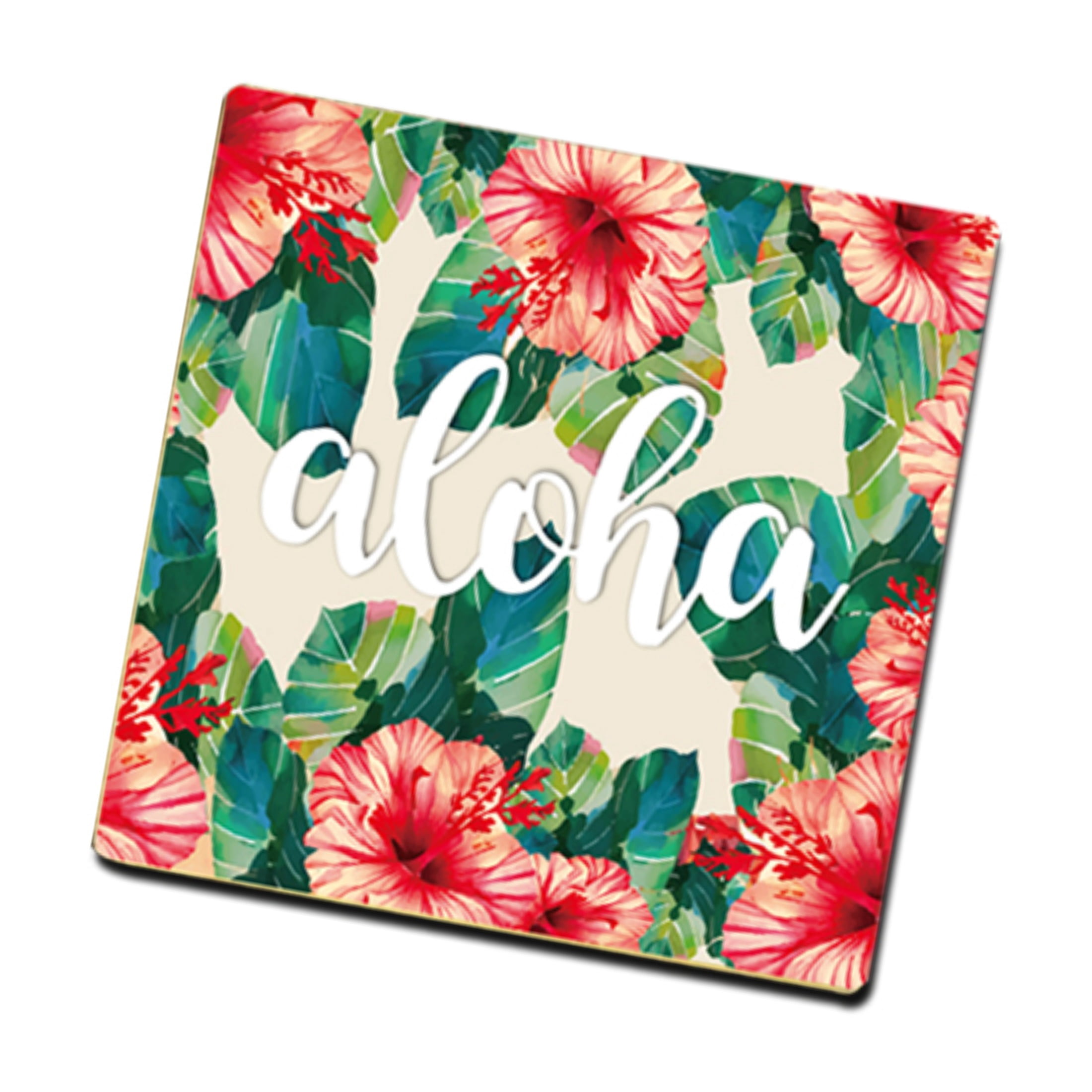 SOUVENIR COASTER Aloha Coaster 2pc Hawaii Pink